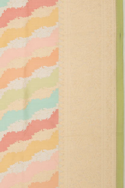 Banarasi Silk Leheriya Rangkat Cream Saree
