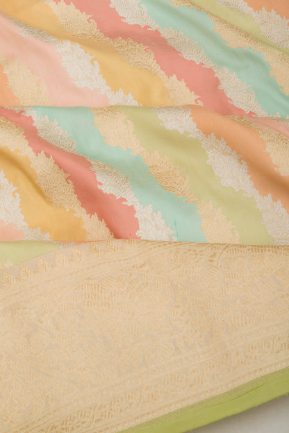 Banarasi Silk Leheriya Rangkat Cream Saree