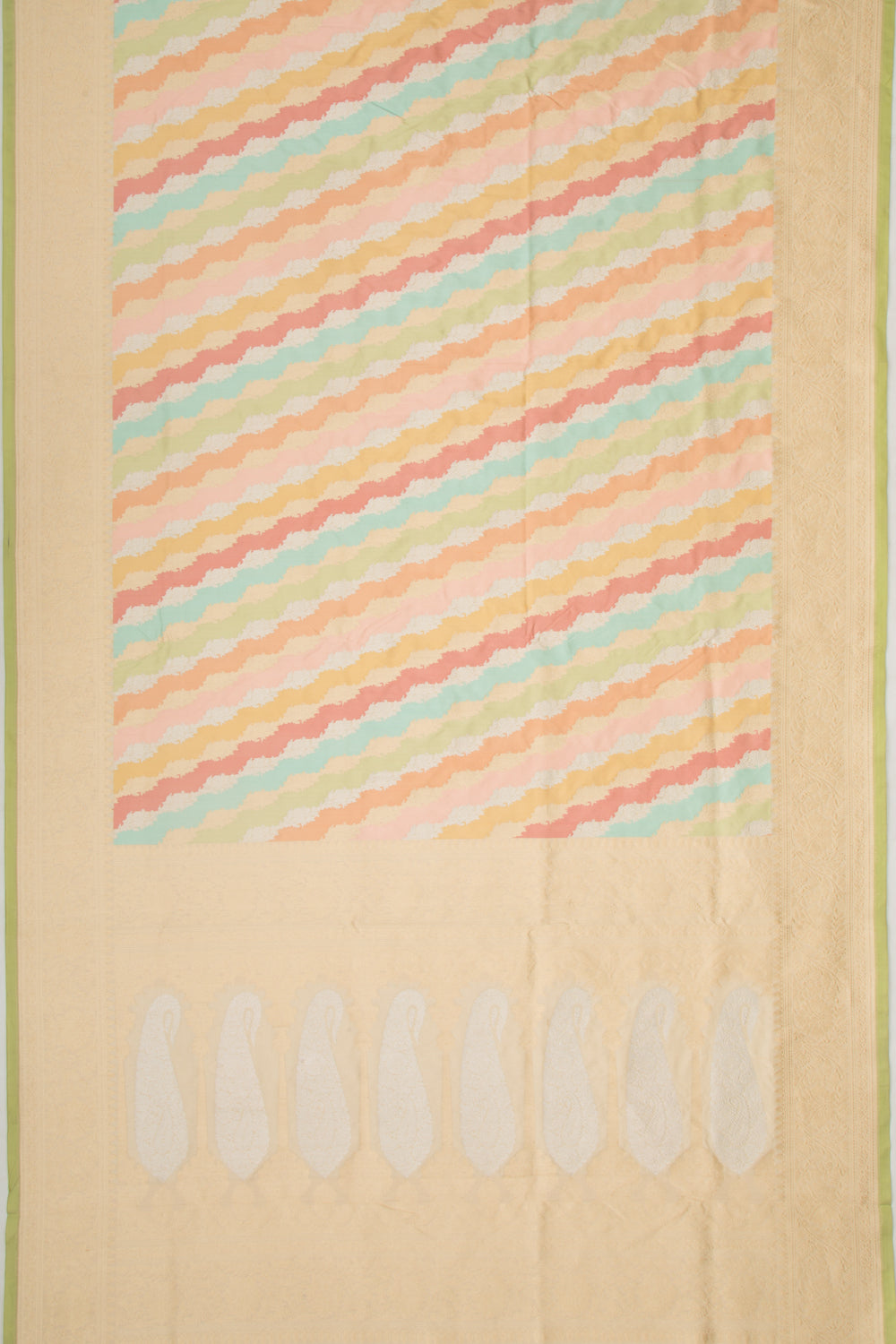 Banarasi Silk Leheriya Rangkat Cream Saree