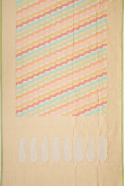 Banarasi Silk Leheriya Rangkat Cream Saree