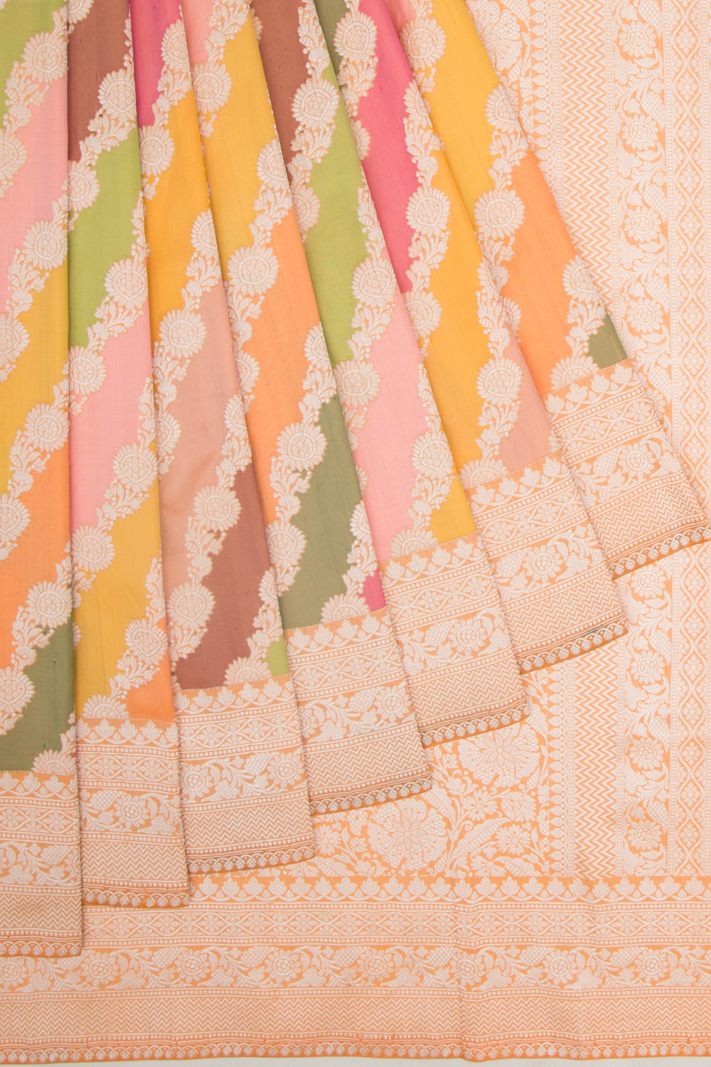 Banarasi Silk Leheriya Rangkat Orange Saree