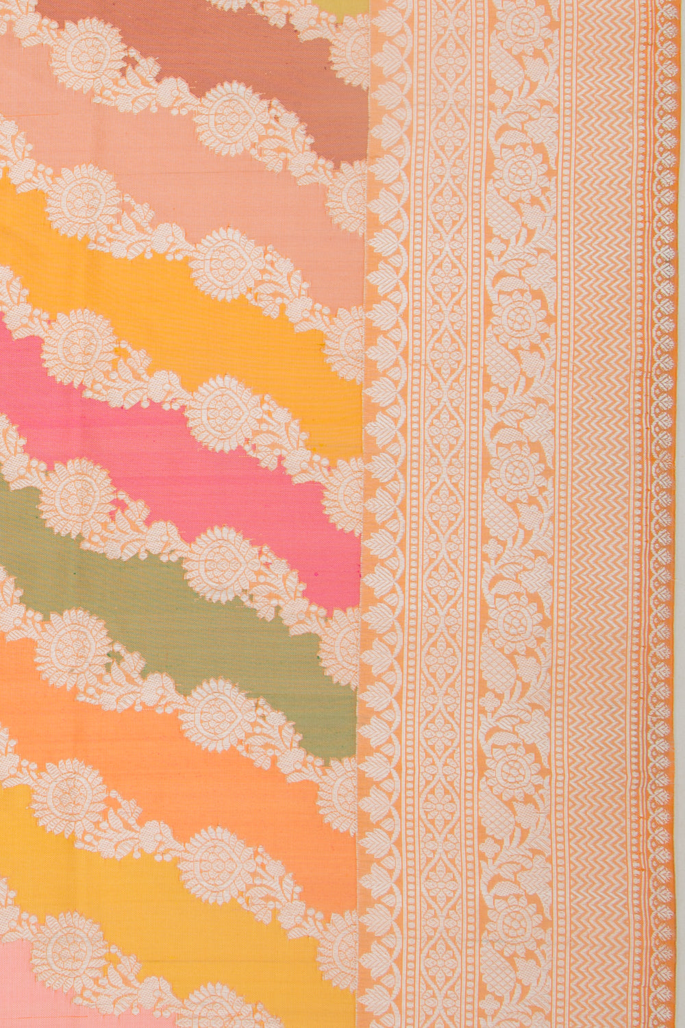 Banarasi Silk Leheriya Rangkat Orange Saree