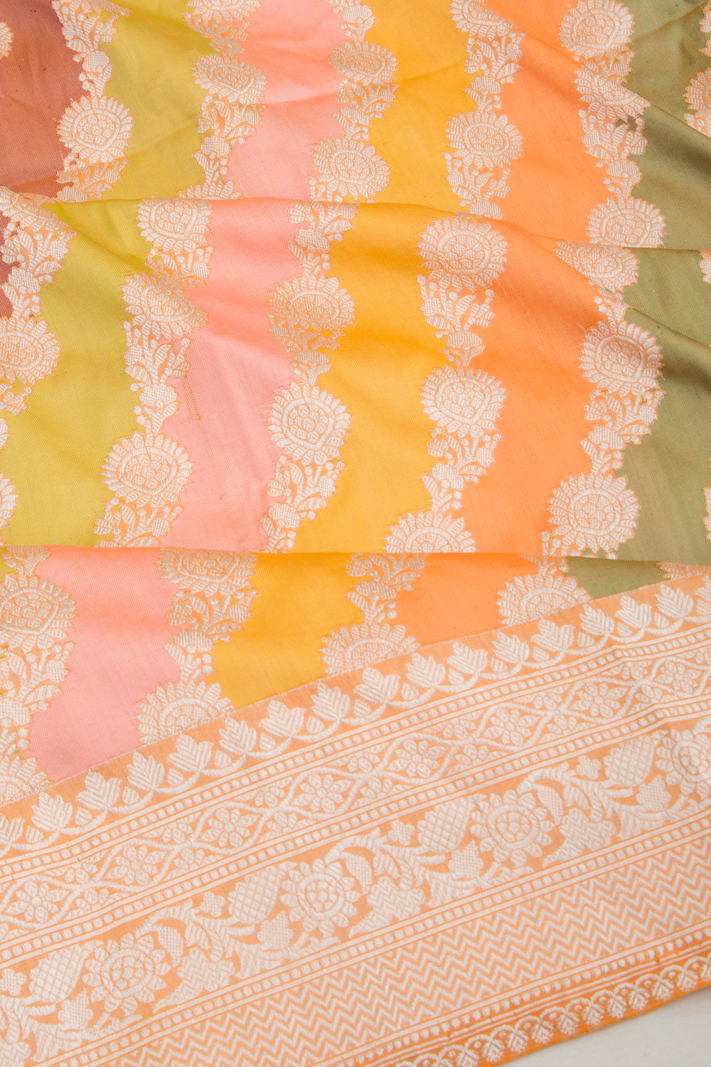 Banarasi Silk Leheriya Rangkat Orange Saree