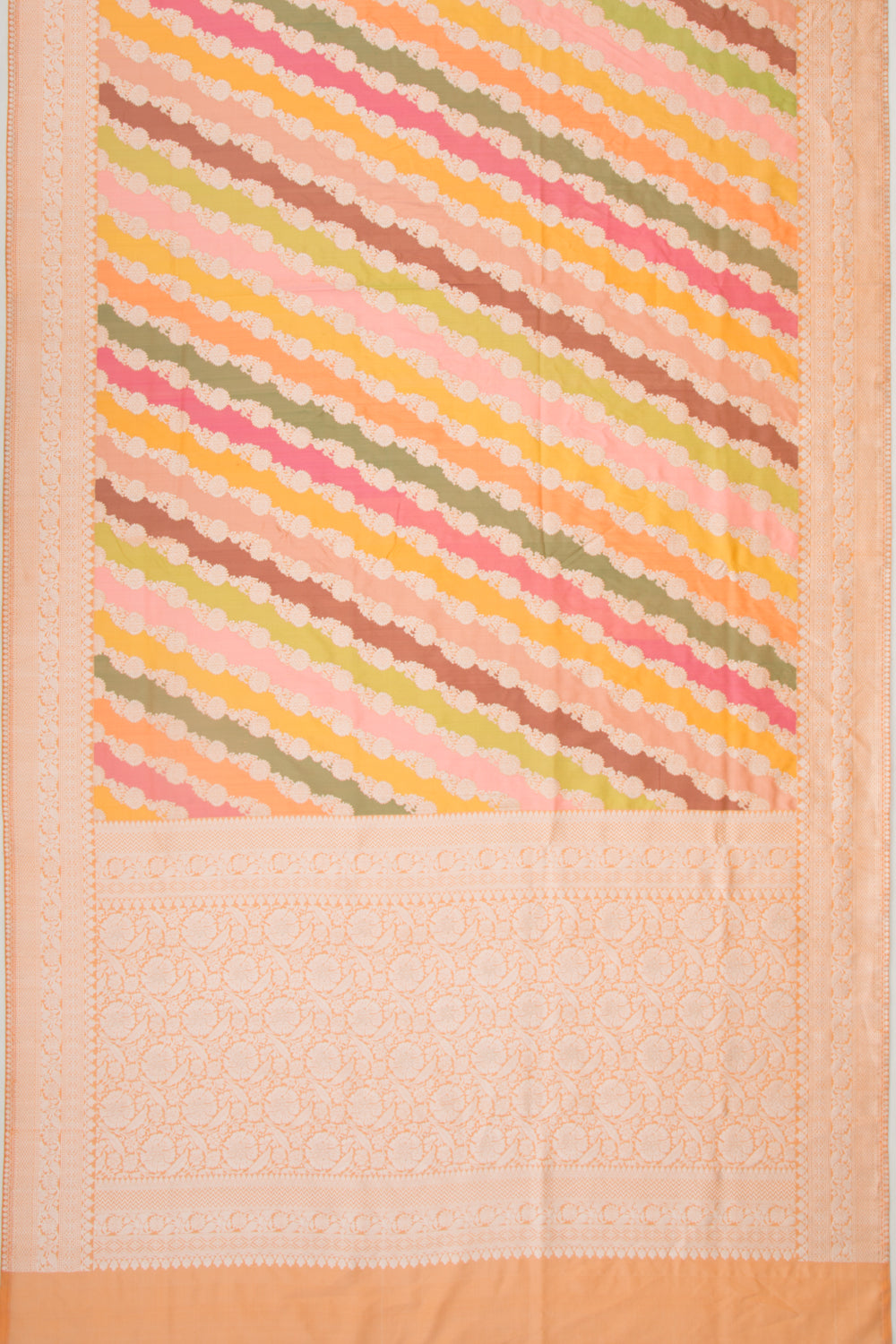 Banarasi Silk Leheriya Rangkat Orange Saree