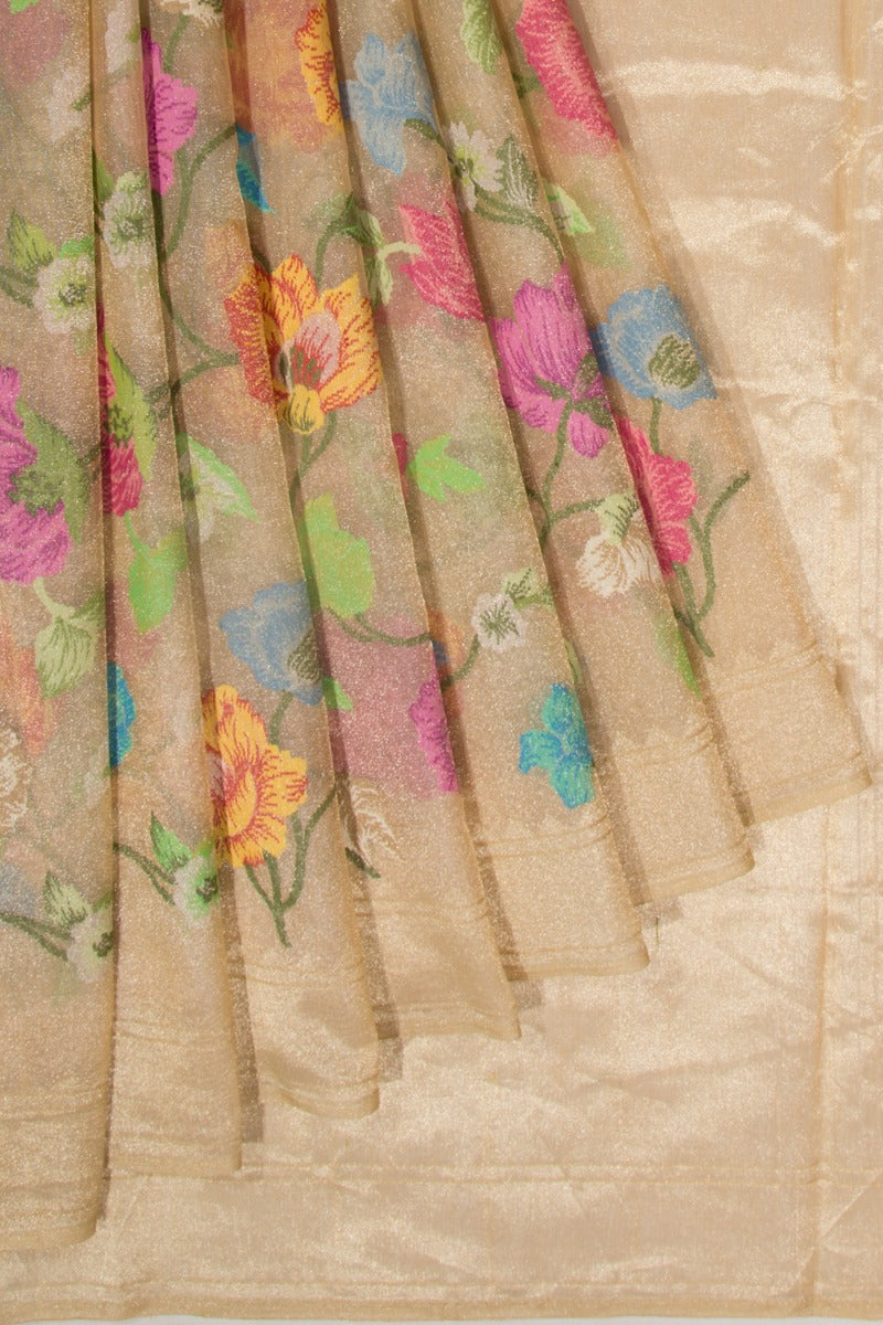 Banarasi Kora Organza Tissue Jamdani All Over Cream Saree