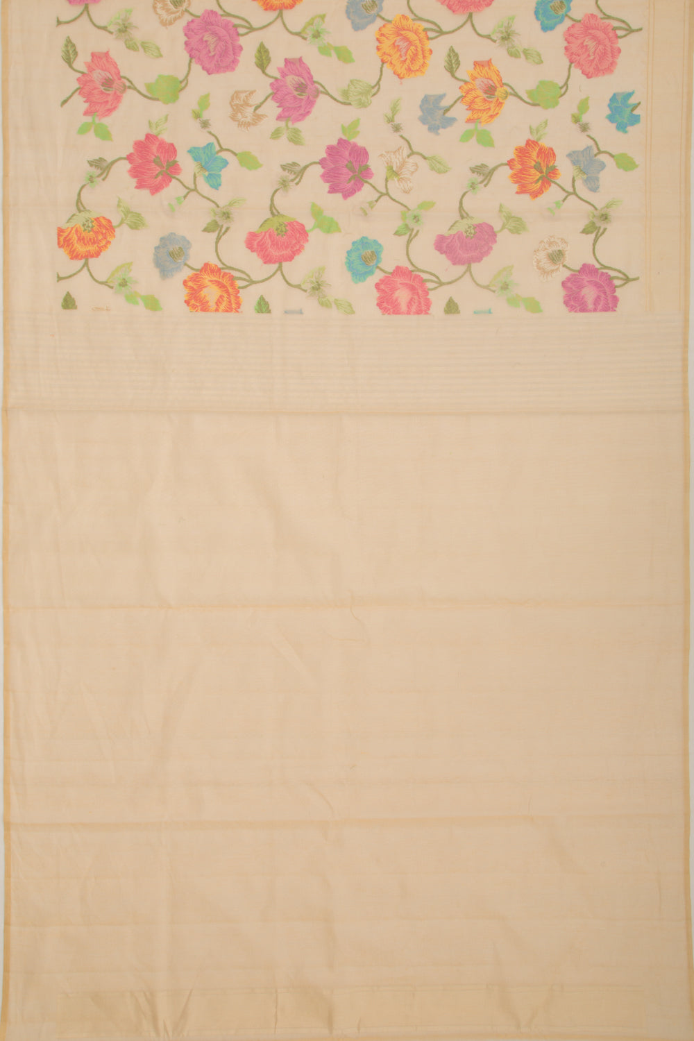 Banarasi Kora Organza Tissue Jamdani All Over Cream Saree