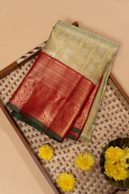 Kanchipuram Silk Tissue Brocade Gold Saree