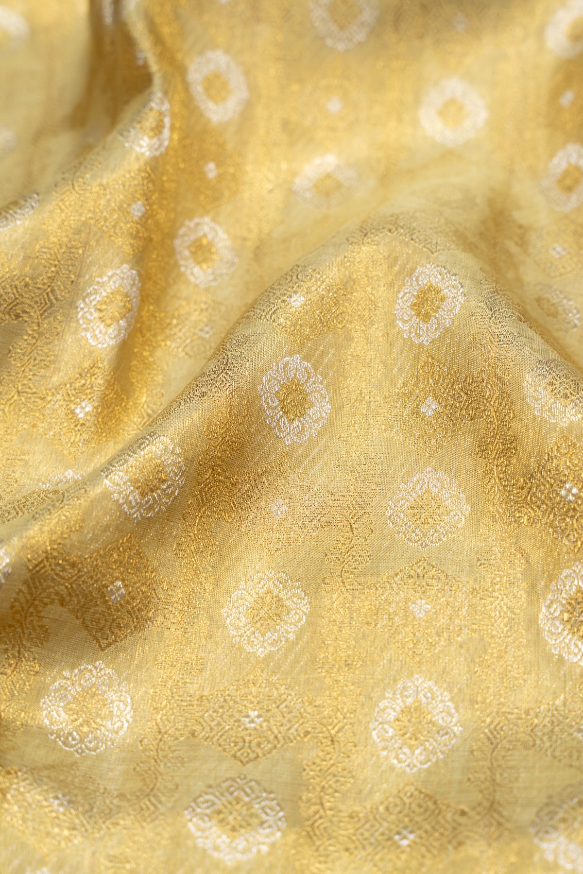 Kanchipuram Silk Tissue Brocade Gold Saree