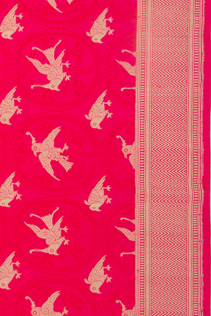 Banarasi Satin Jacquard And Butta Pink Saree