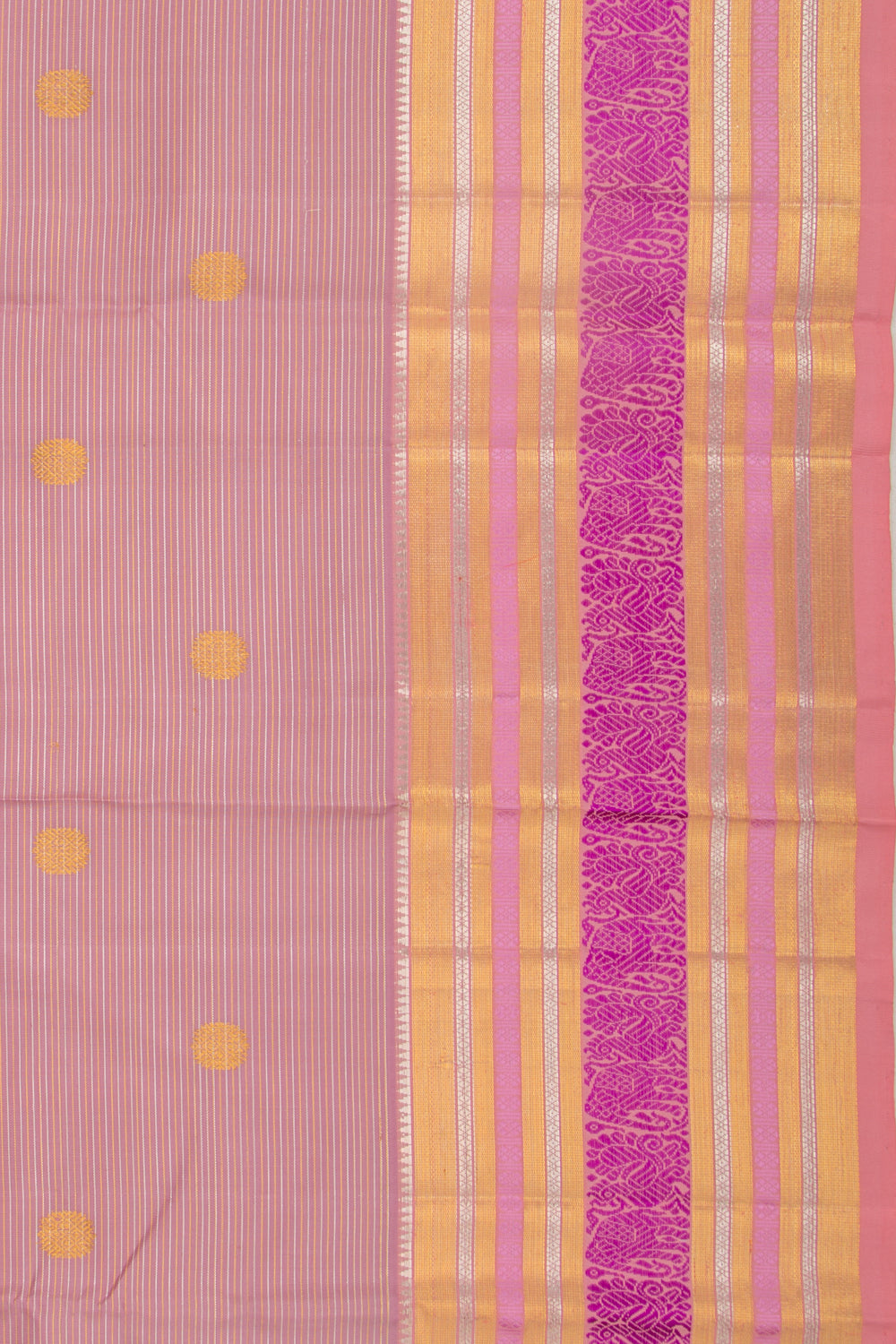 Kanchipuram Silk Horizontal Lines And Butta Lilac Saree