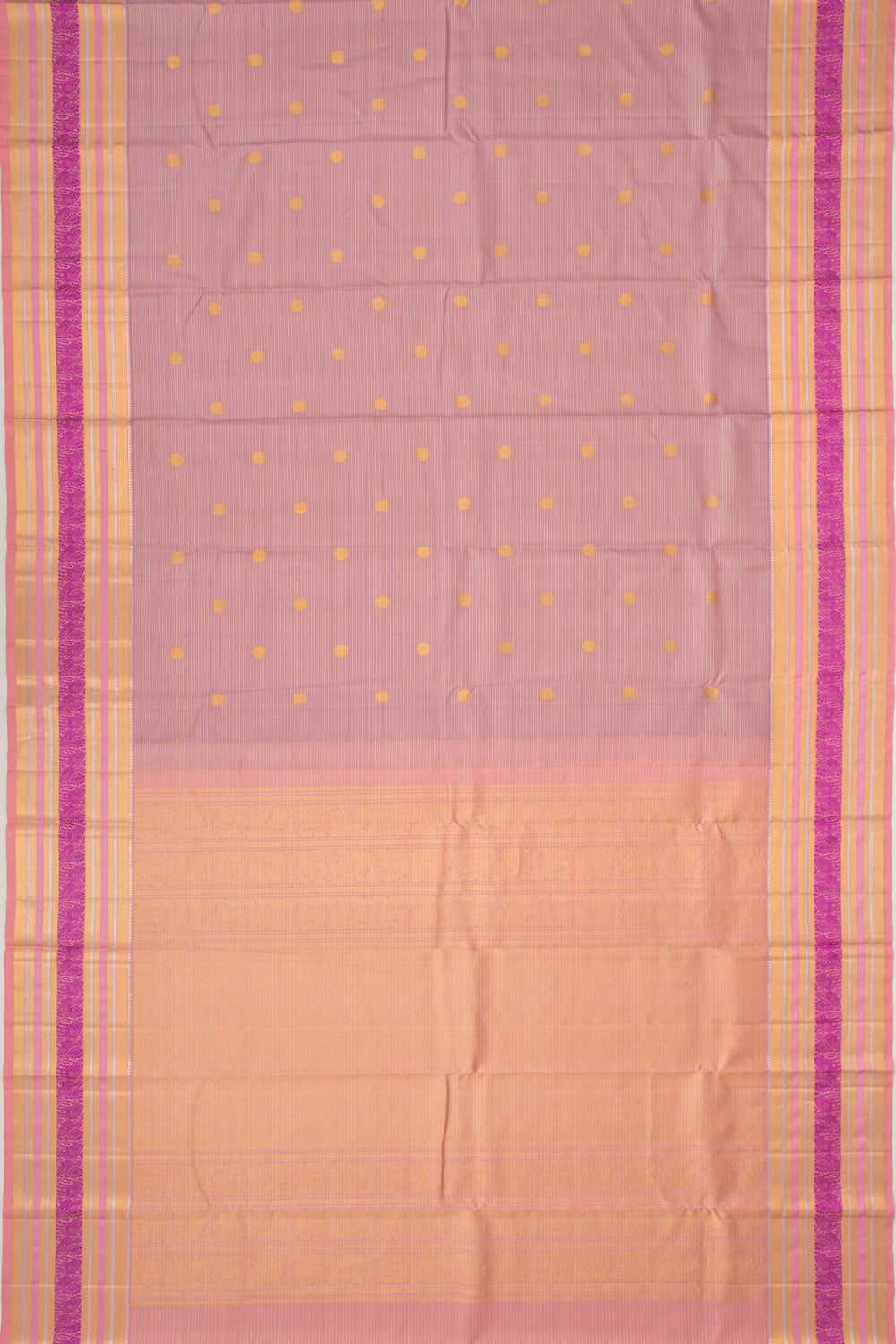 Kanchipuram Silk Horizontal Lines And Butta Lilac Saree
