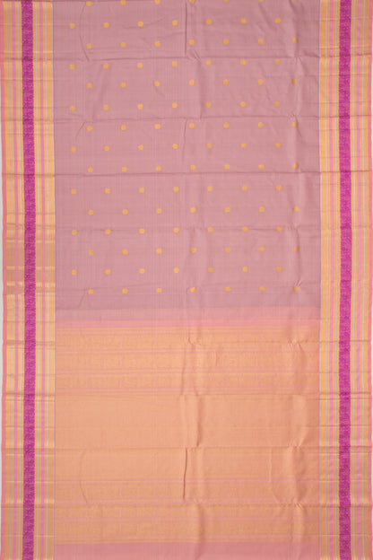 Kanchipuram Silk Horizontal Lines And Butta Lilac Saree