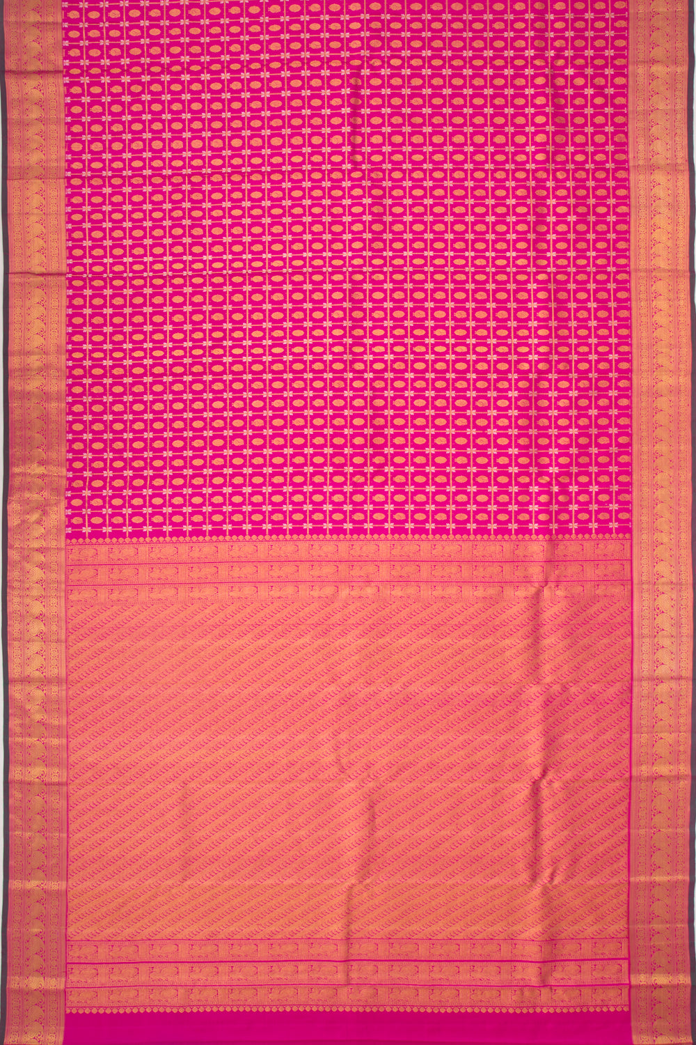 Kanchipuram Silk Checks And Butta Pink Saree