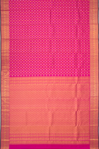 Kanchipuram Silk Checks And Butta Pink Saree