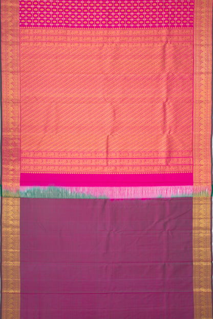 Kanchipuram Silk Checks And Butta Pink Saree