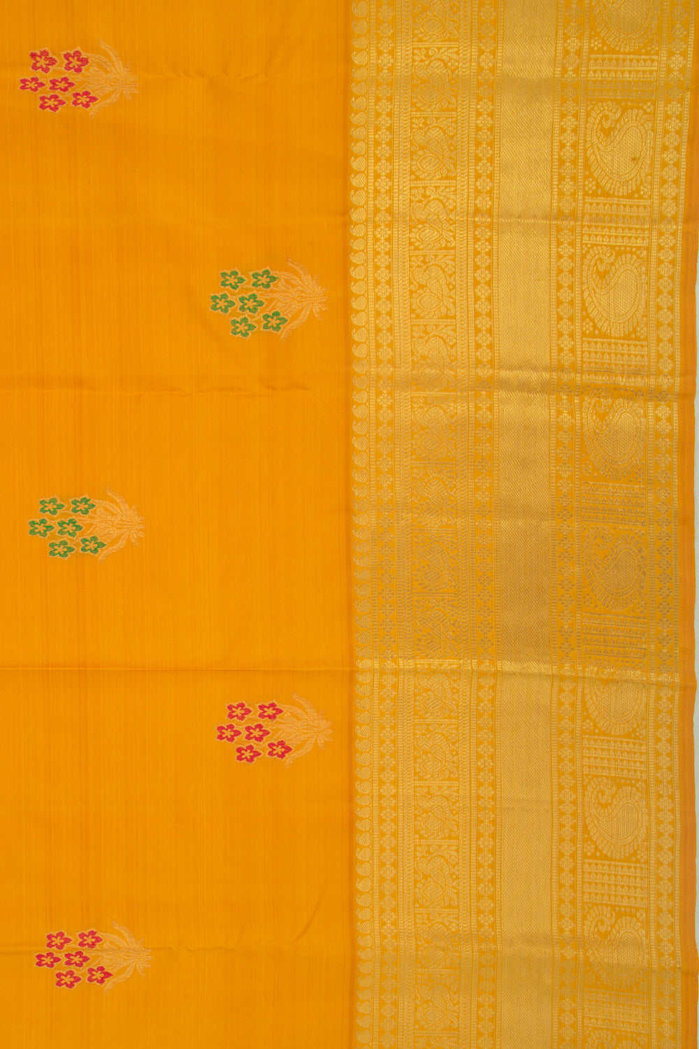 Kanchipuram Silk Butta Mustard Yellow Saree