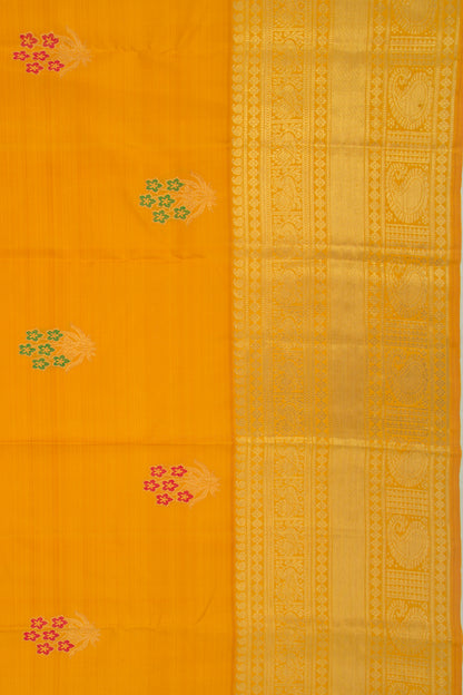 Kanchipuram Silk Butta Mustard Yellow Saree