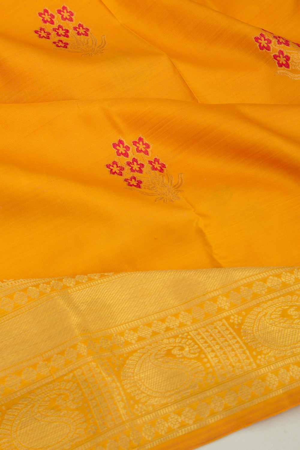 Kanchipuram Silk Butta Mustard Yellow Saree