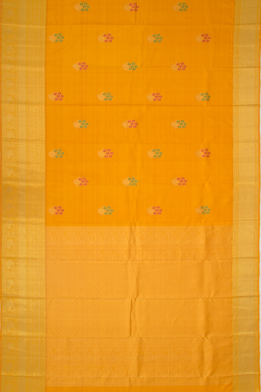 Kanchipuram Silk Butta Mustard Yellow Saree