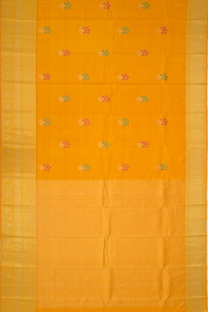 Kanchipuram Silk Butta Mustard Yellow Saree