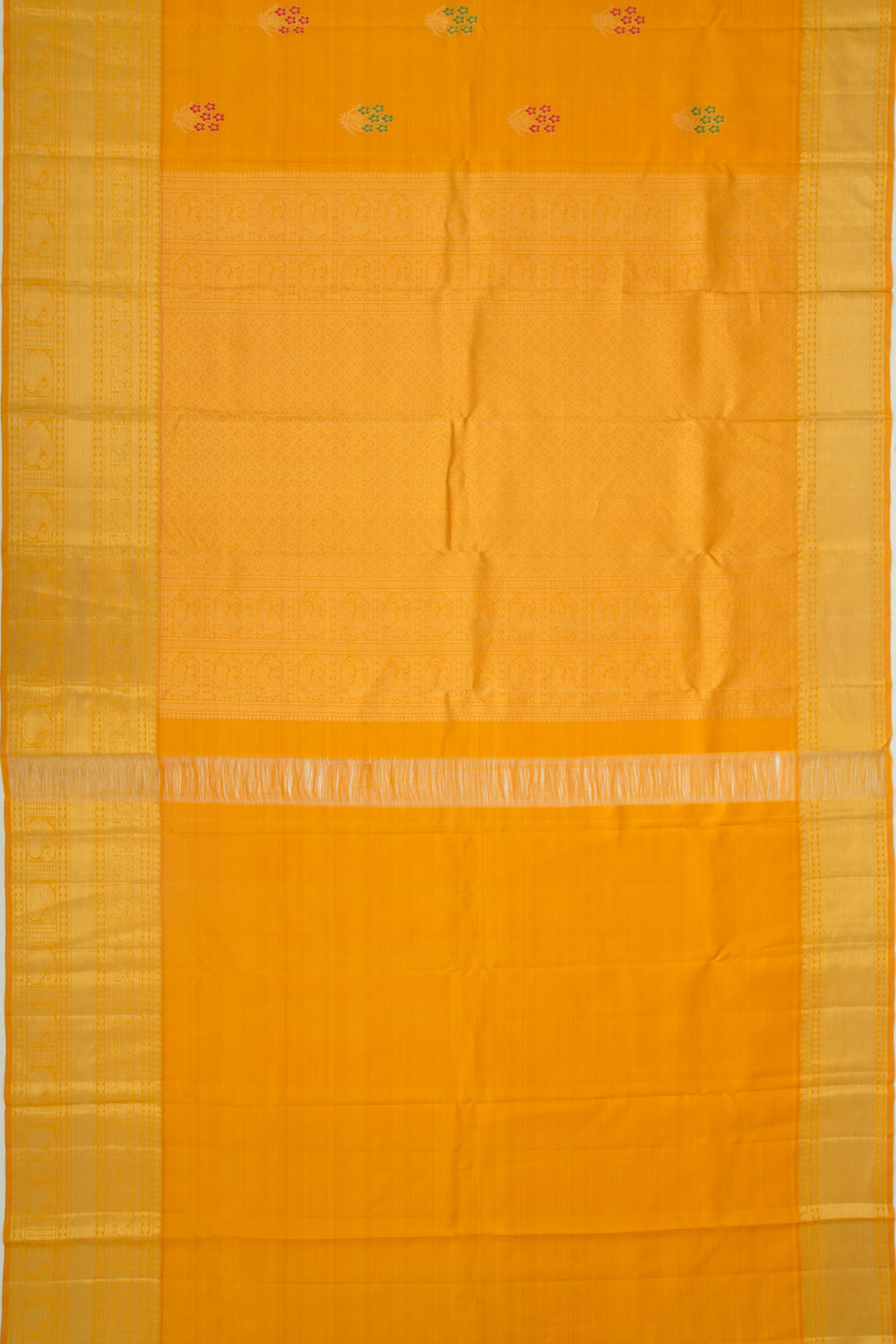 Kanchipuram Silk Butta Mustard Yellow Saree