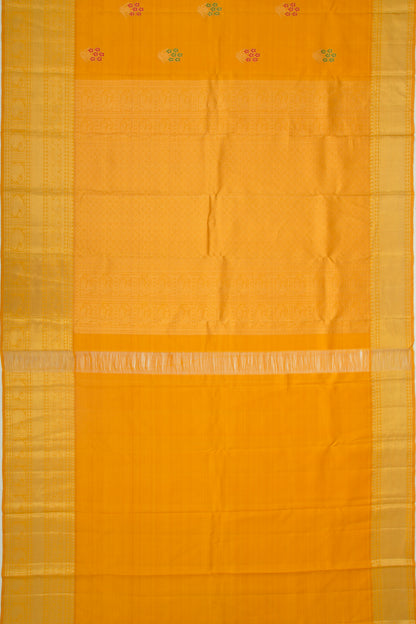 Kanchipuram Silk Butta Mustard Yellow Saree