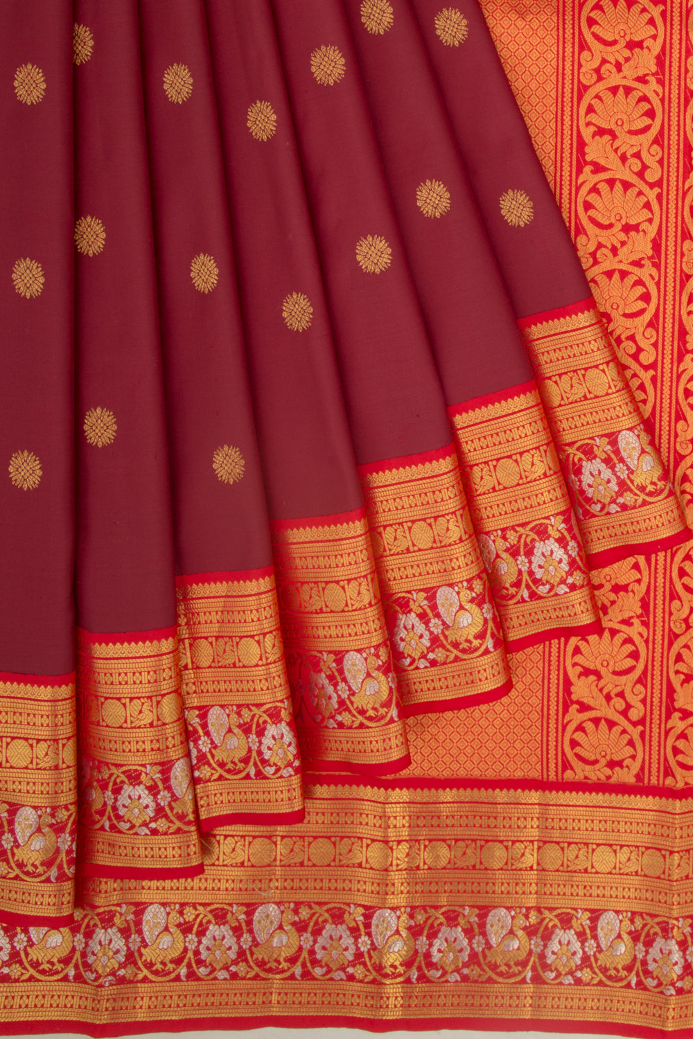 Kanchipuram Silk Butta Brown Saree