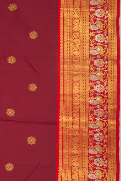 Kanchipuram Silk Butta Brown Saree