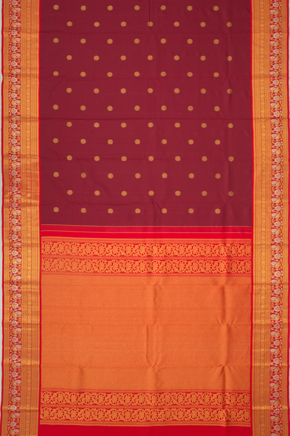 Kanchipuram Silk Butta Brown Saree