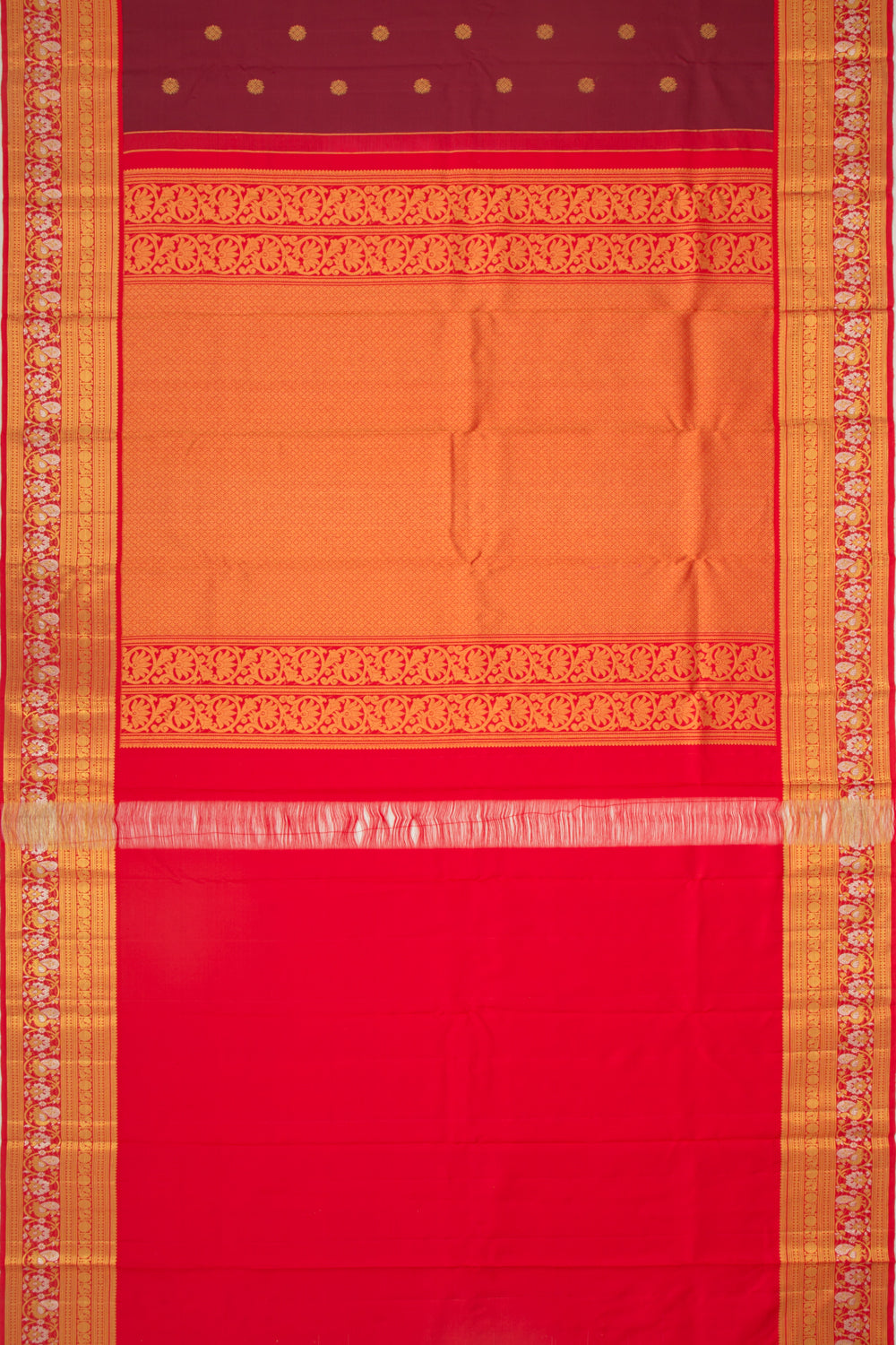 Kanchipuram Silk Butta Brown Saree