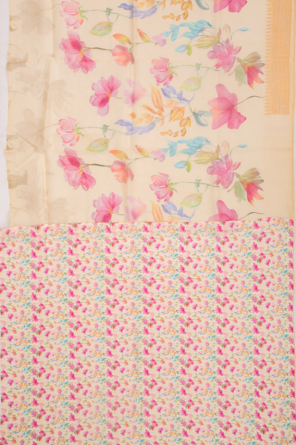 Organza Floral Printed Yellow Saree