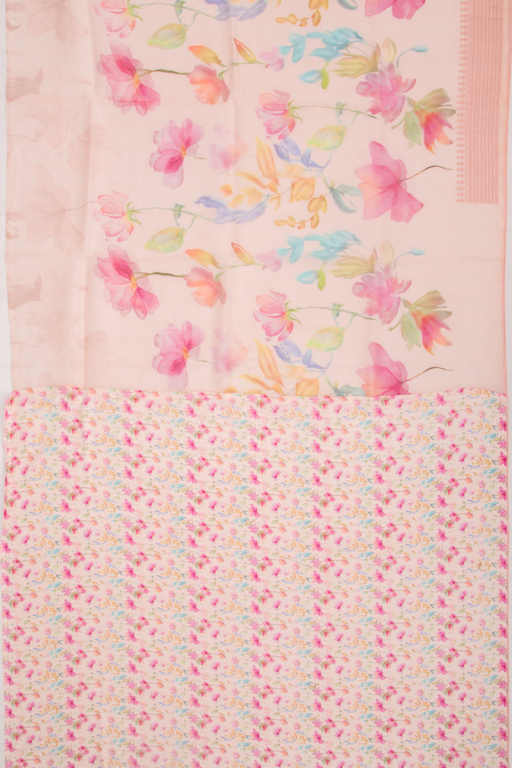 Organza Floral Printed Peach Saree