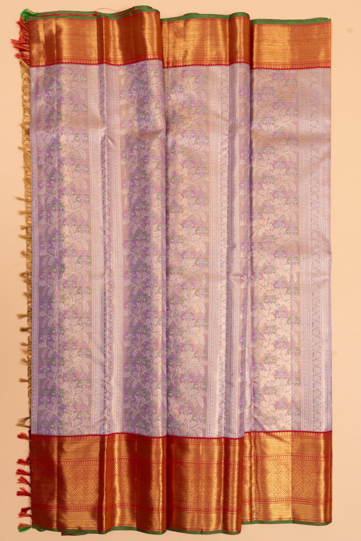 Kanchipuram Silk Tissue Brocade Lavender Saree
