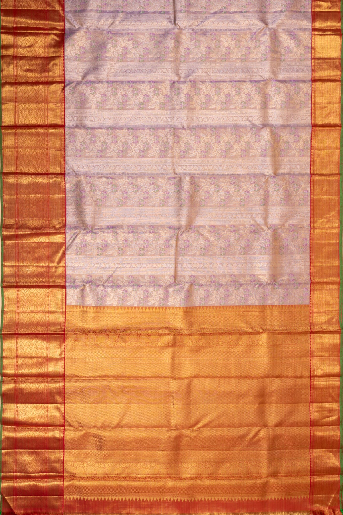 Kanchipuram Silk Tissue Brocade Lavender Saree