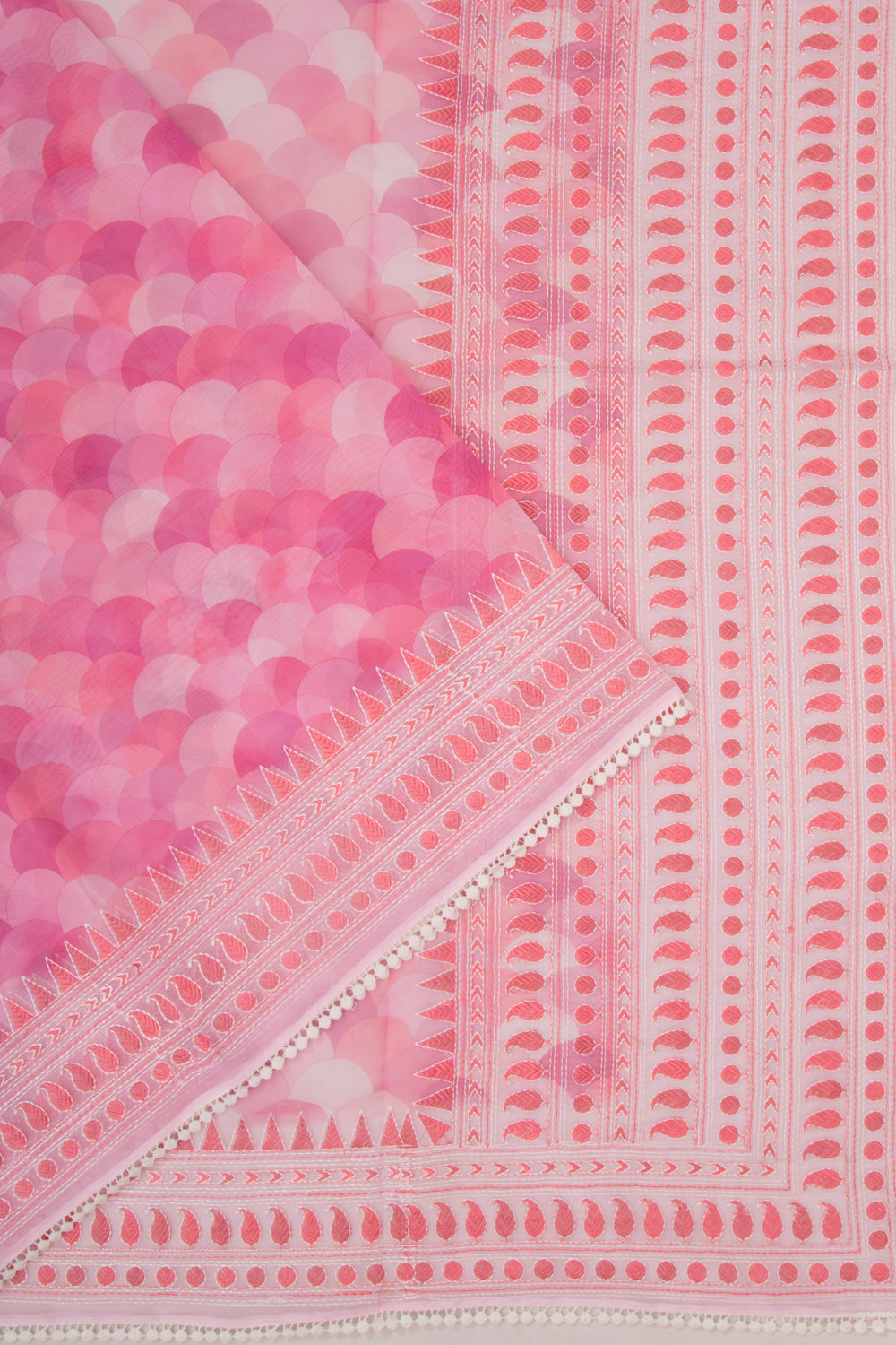 Organza Geometrical Brocade Pink saree