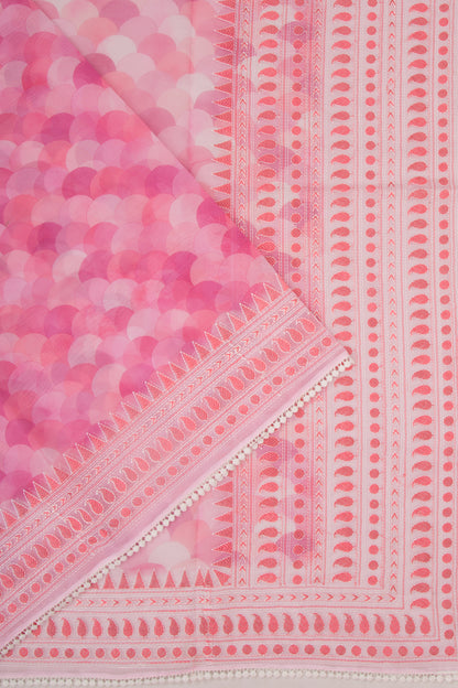 Organza Geometrical Brocade Pink saree