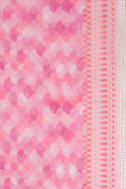 Organza Geometrical Brocade Pink saree