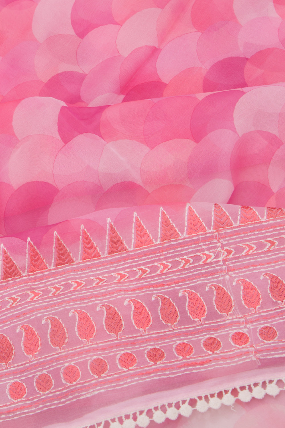 Organza Geometrical Brocade Pink saree