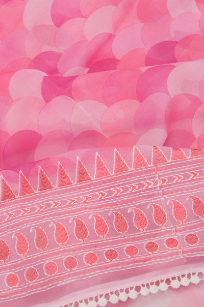Organza Geometrical Brocade Pink saree