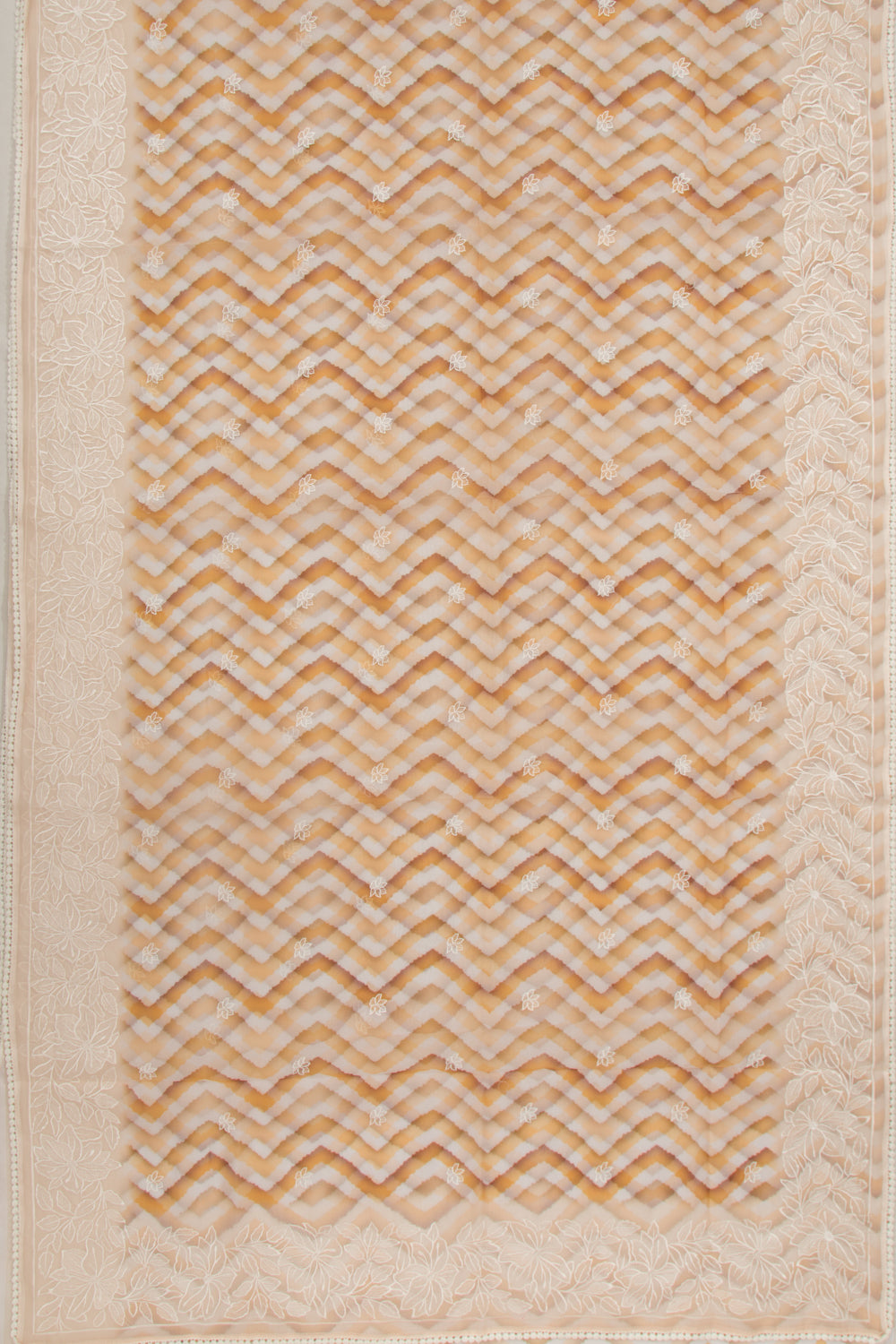 Organza Embroidery And Zig Zag Lines Cream Saree