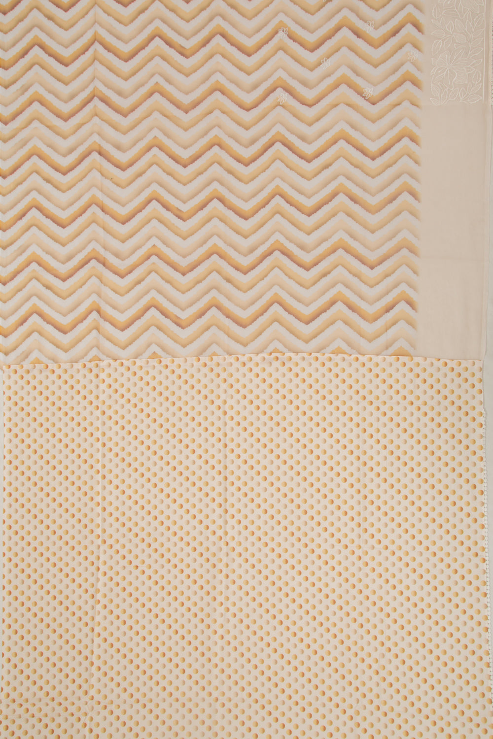 Organza Embroidery And Zig Zag Lines Cream Saree