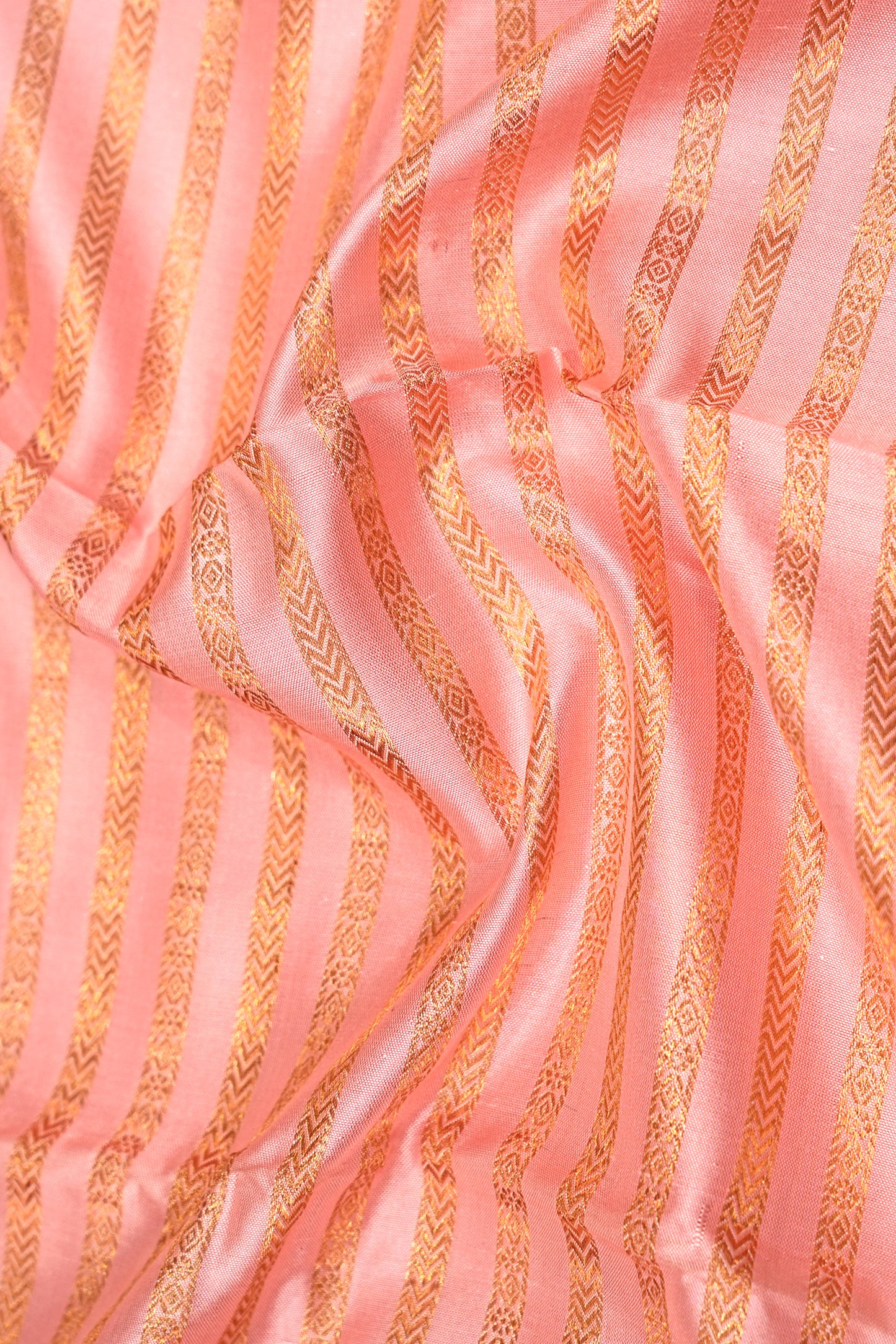 Kanchipuram Silk Horizontal Lines Peach Saree