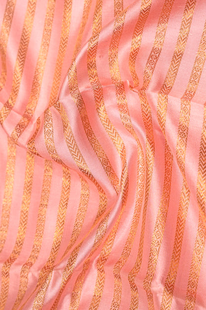Kanchipuram Silk Horizontal Lines Peach Saree