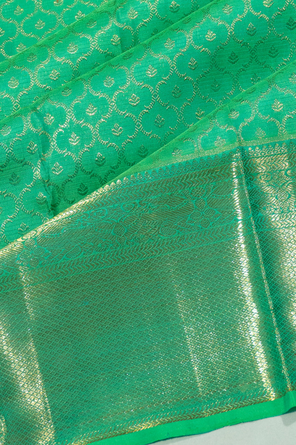 Kanchipuram Silk Brocade Sea Green Saree