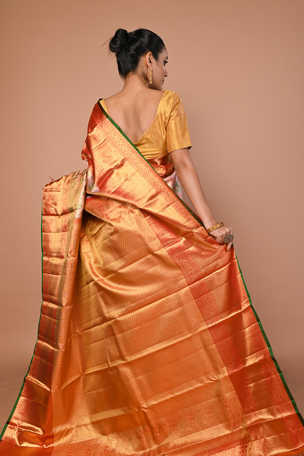 Kanchipuram Silk Tissue Brocade Baby Pink Saree