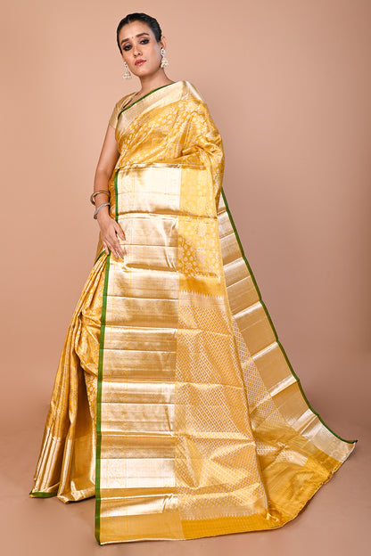 Kanchipuram Silk Tissue Brocade Gold Saree