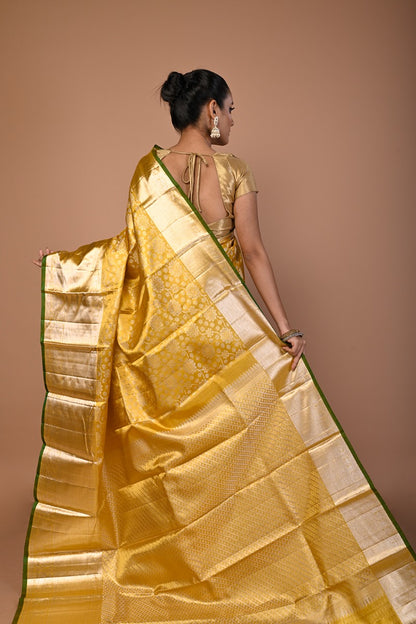 Kanchipuram Silk Tissue Brocade Gold Saree