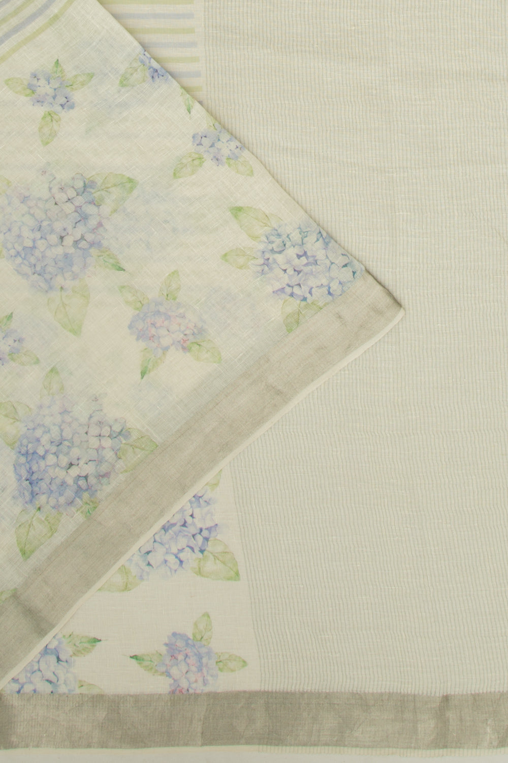 Linen Horizontal Lines White Saree