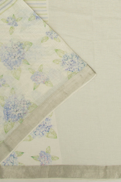 Linen Horizontal Lines White Saree