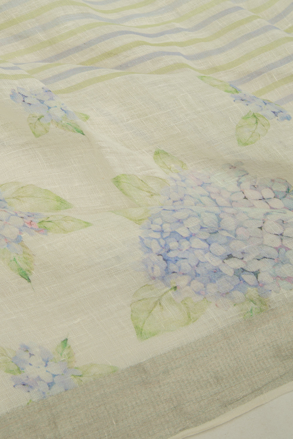Linen Horizontal Lines White Saree